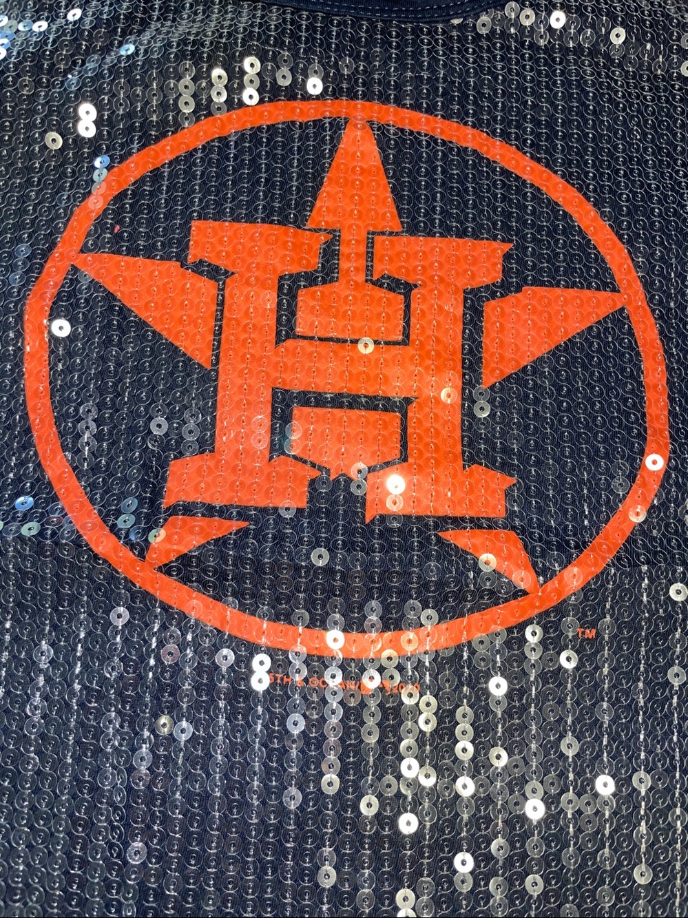 New Era Navy Sequin Tank with Orange Astros H Logo. 2020